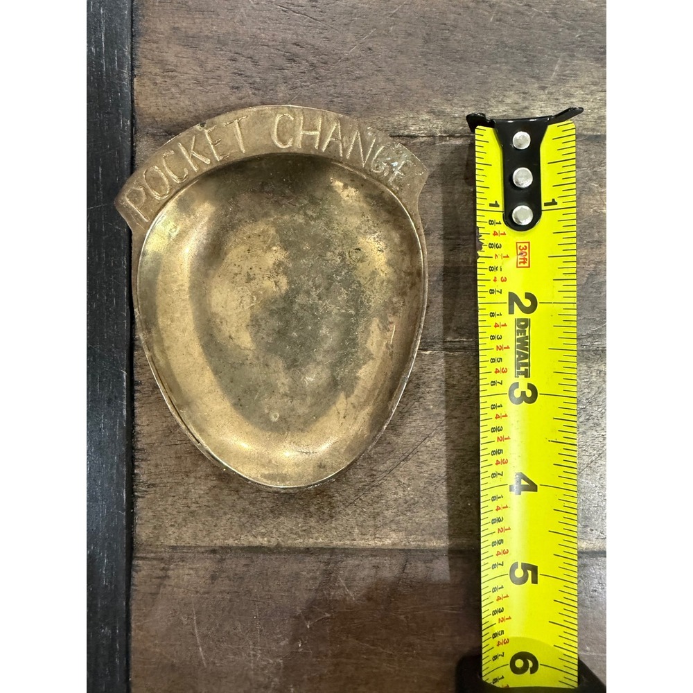 Vintage Solid Brass Pocket Change Valet Tray Catchall Dish Made in India Patina